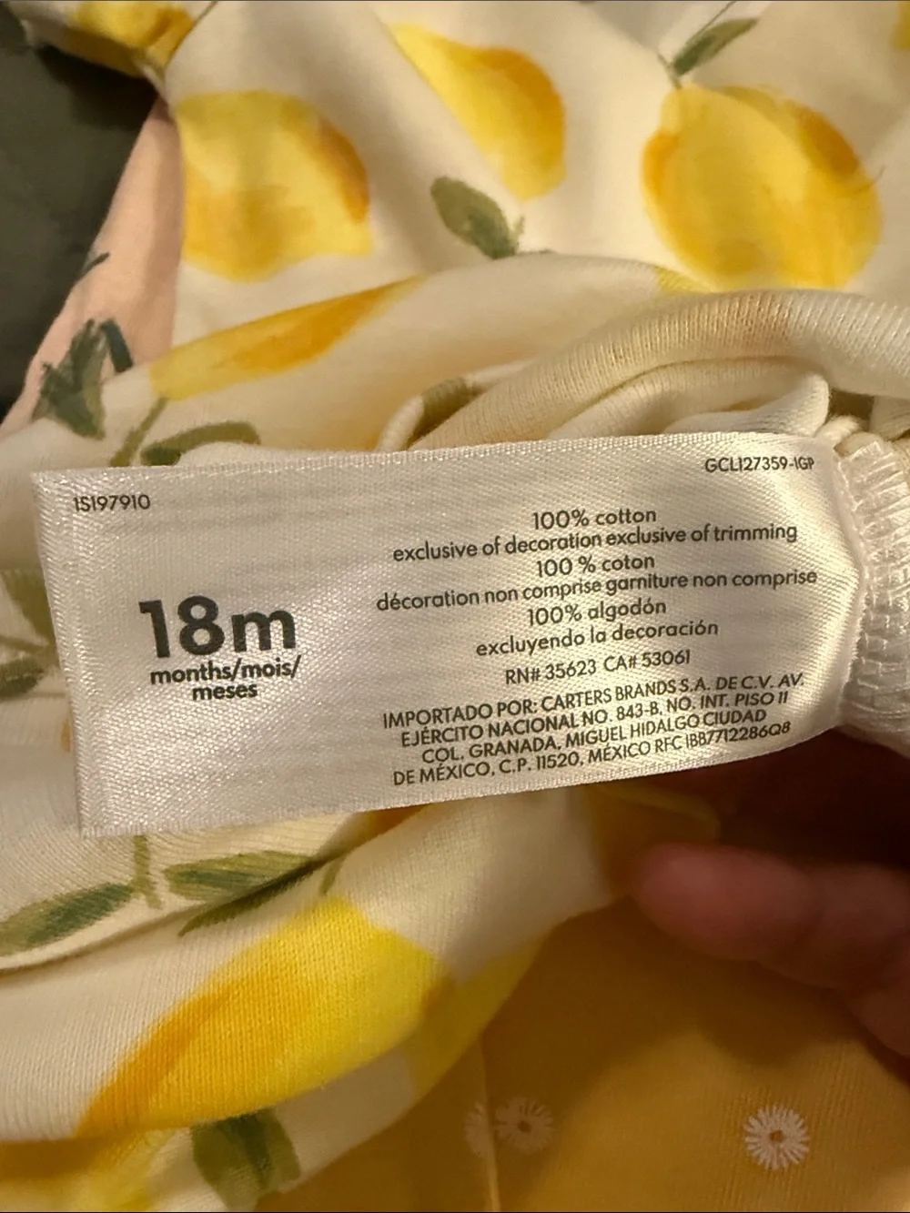 Carter's White Baby Onesie with Yellow Lemon Print
